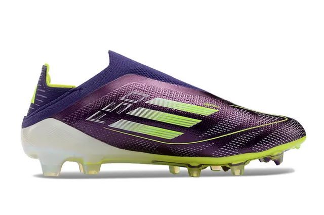 Adidas Violet Jaune Bas Coupé Col Ajustement Chaussette Texturé Synthétique Supérieur Sol Ferme Chaussures de Football 7