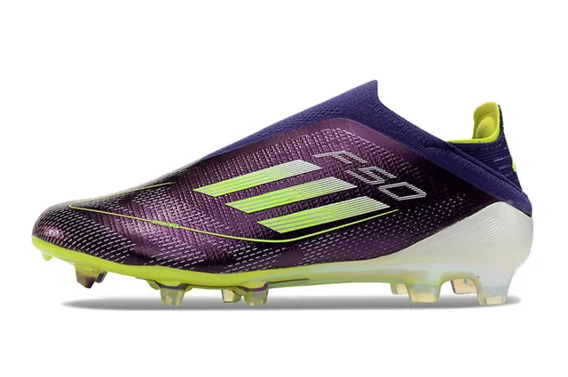 Adidas Violet Jaune Bas Coupé Col Ajustement Chaussette Texturé Synthétique Supérieur Sol Ferme Chaussures de Football 8
