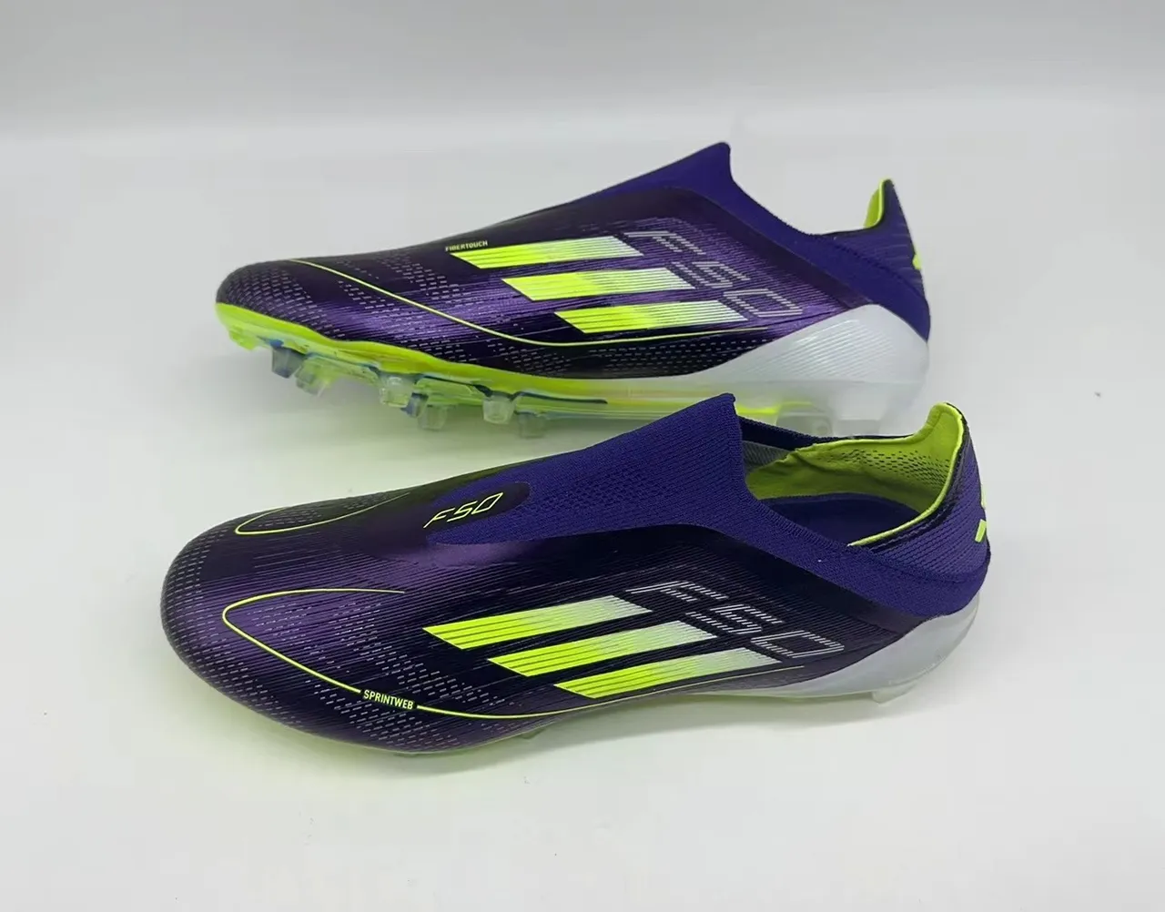 Adidas Violet Jaune Bas Coupé Col Ajustement Chaussette Texturé Synthétique Supérieur Sol Ferme Chaussures de Football 18