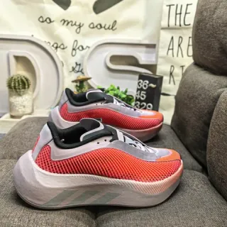 Adidas Red Gray Sculpted Midsole Breathable Mesh Upper Chunky Sneakers