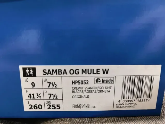 Adidas Samba mocassins mules sans talon blanc cassé rose à rayure tissée 2