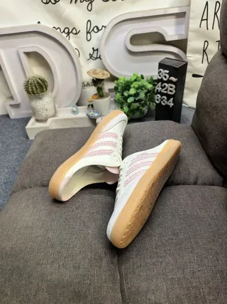Adidas Samba mocassins mules sans talon blanc cassé rose à rayure tissée 6