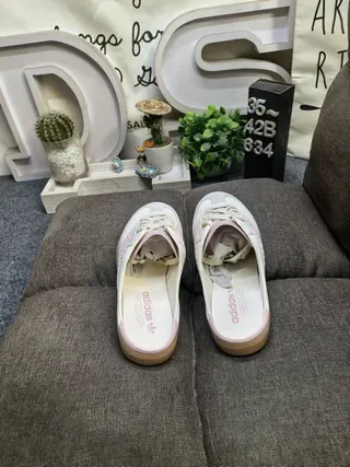 Adidas Samba mocassins mules sans talon blanc cassé rose à rayure tissée 8