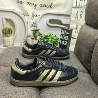 Adidas Samba أسود وبيج معدني أحذية رياضية أسلوب حياة