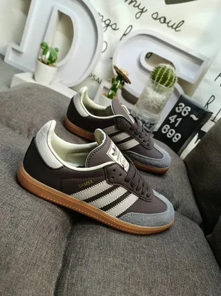 Adidas Samba Brown and Gray Lifestyle Sneakers 9