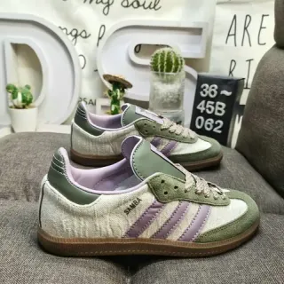 Adidas Samba 橄榄绿和薰衣草生活方式运动鞋
