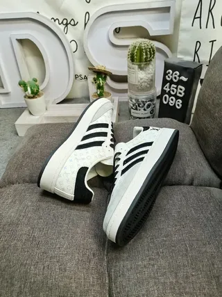 Adidas Samba Blanc Gris Monogramme Rayures Noires Lifestyle Sneakers 6