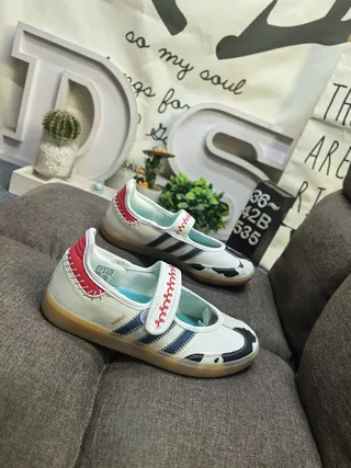 Adidas Samba White Red Navy Mary Jane Shoes 9