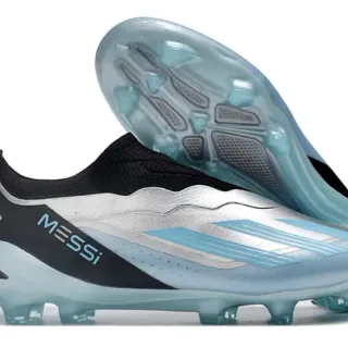 Adidas Argent Noir Coupe-Basse Col Ajusté à la Chaussette Motif Ondulé Overlays Synthétiques Terrain Firme Chaussures de Football