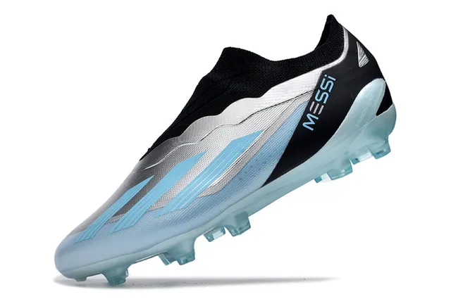 Adidas Argent Noir Coupe-Basse Col Ajusté à la Chaussette Motif Ondulé Overlays Synthétiques Terrain Firme Chaussures de Football 3