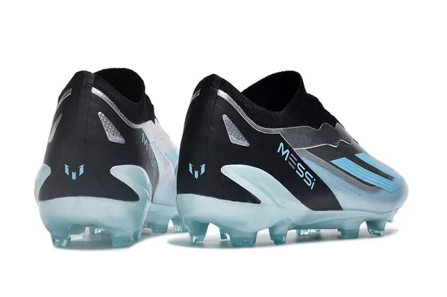 Adidas Argent Noir Coupe-Basse Col Ajusté à la Chaussette Motif Ondulé Overlays Synthétiques Terrain Firme Chaussures de Football 5