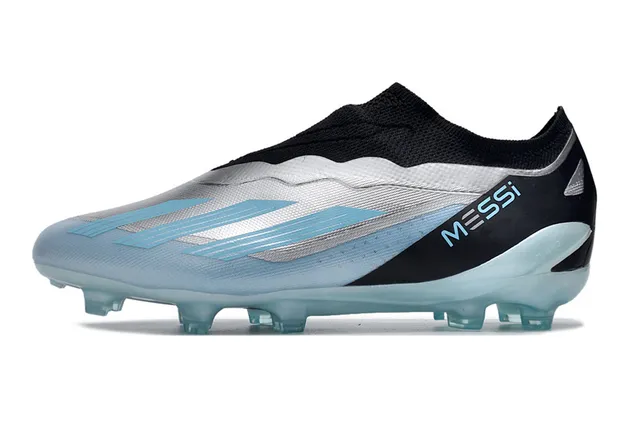 Adidas Argent Noir Coupe-Basse Col Ajusté à la Chaussette Motif Ondulé Overlays Synthétiques Terrain Firme Chaussures de Football 7