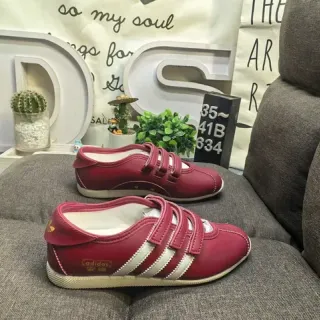 Adidas Spezial أحمر أبيض Velcro إغلاق الشريط ثلاث خطوط جانبية أحذية رياضية نمط حياة