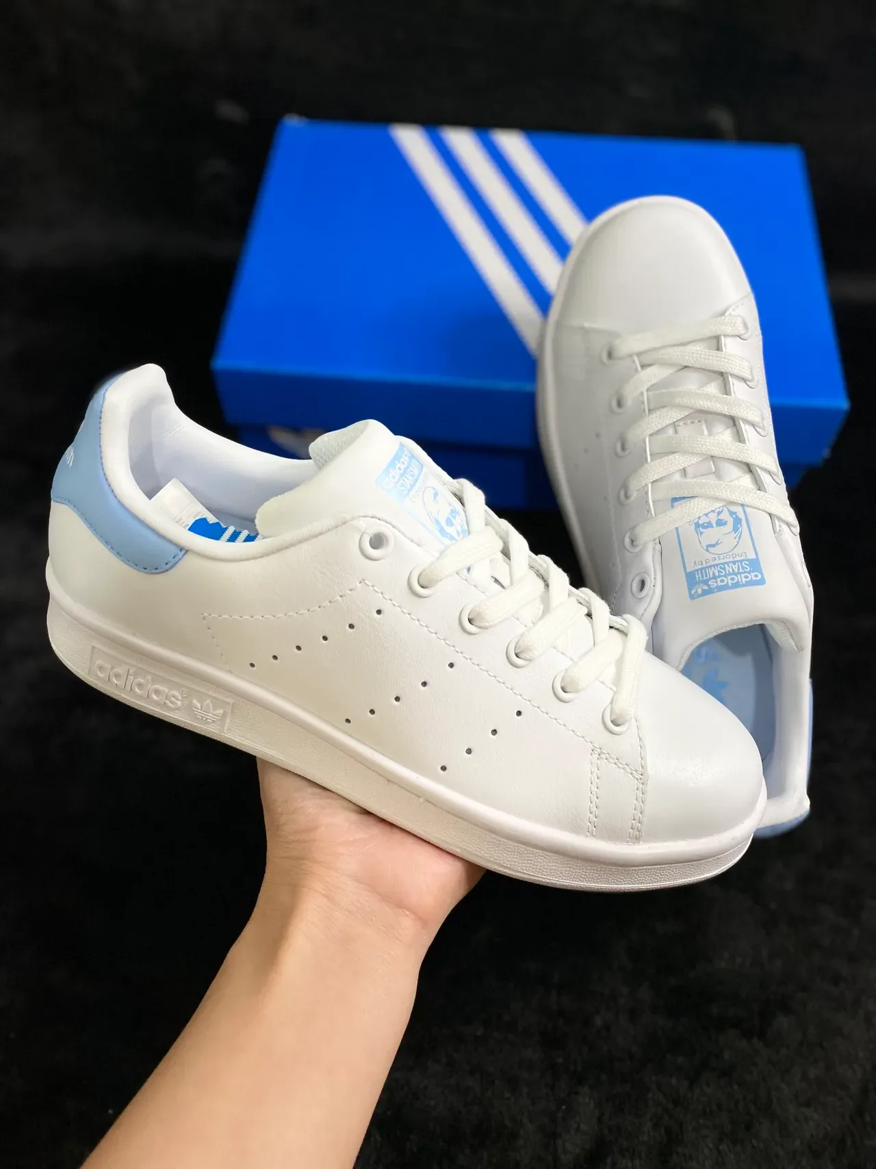 Adidas Stan Smith sneakers lifestyle blanc et bleu clair 5