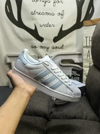 Adidas Superstar أحذية رياضية أبيض وأزرق فاتح أسلوب حياة 5