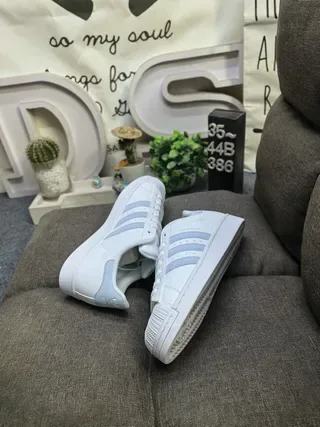 Adidas Superstar أحذية رياضية أبيض وأزرق فاتح أسلوب حياة 6