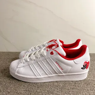 Adidas Superstar أبيض أحمر قلب أسلوب حياة حذاء