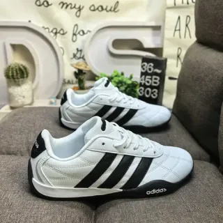 Adidas White Black Quilted Upper Three-Stripe Side Panel Lifestyle Sneakers