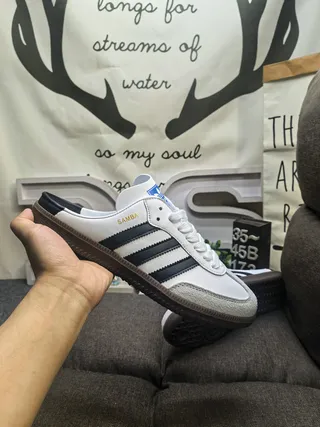 Adidas সাদা কালো স্লিপ-অন লেস-আপ ফ্রন্ট লুফার 5