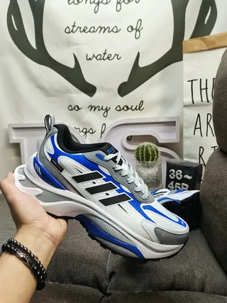 Adidas Blancs Bleus Semelle Médiane en Couches Asymétrique Onde Sculptée Sneakers Chunky 5