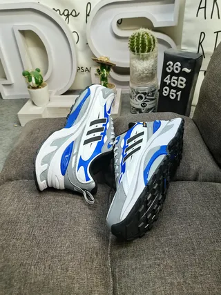 Adidas Blancs Bleus Semelle Médiane en Couches Asymétrique Onde Sculptée Sneakers Chunky 6