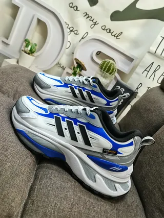 Adidas Blancs Bleus Semelle Médiane en Couches Asymétrique Onde Sculptée Sneakers Chunky 7