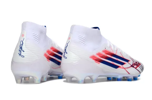 Adidas أبيض أزرق كولار سوك فيت نعل شفاف متلألئ أرض صلبة أحذية كرة قدم 5