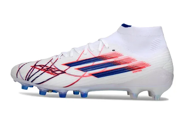 Adidas أبيض أزرق كولار سوك فيت نعل شفاف متلألئ أرض صلبة أحذية كرة قدم 7