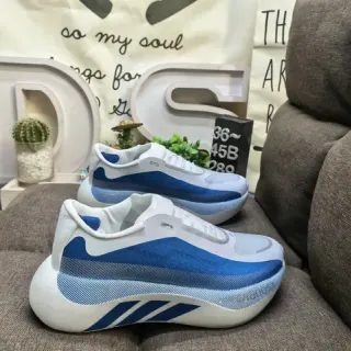 Adidas أبيض أزرق Streamlined Knit Upper Sculpted Monolithic Midsole Lifestyle Sneakers