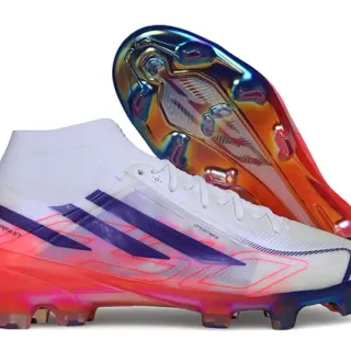 Adidas Blancs Violets Hauts Translucides Semelle Terrain Ferme Chaussures de Football