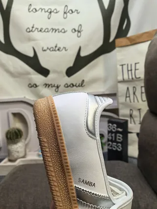 Adidas Blanco Plata Sin Cordones Correa Velcro Zapatillas Lifestyle 3