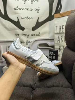 Adidas Blanco Plata Sin Cordones Correa Velcro Zapatillas Lifestyle 5