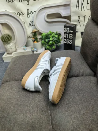 Adidas Blanco Plata Sin Cordones Correa Velcro Zapatillas Lifestyle 6