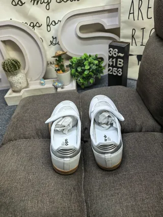 Adidas Blanco Plata Sin Cordones Correa Velcro Zapatillas Lifestyle 8