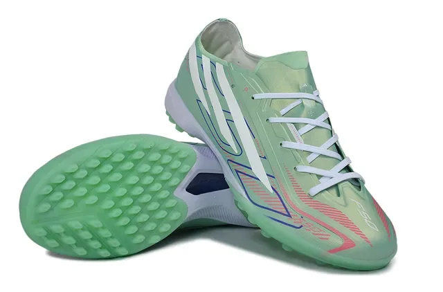 Adidas X Green White Low-Cut Synthetic Upper Molded Conical Studs Turf Soccer Shoes 3