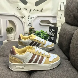 Adidas Chaussures Lifestyle Jaune Marron Low-Top à Trois Rayures Panneau Latéral