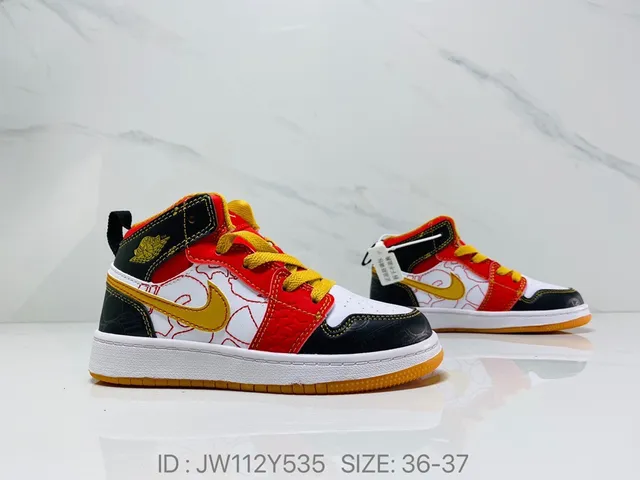 Tênis de basquete infantil Air Jordan 1 preto vermelho branco 20
