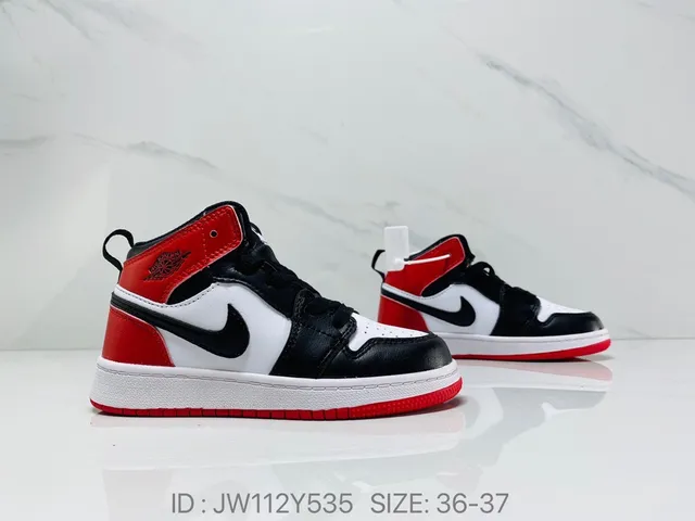 Tênis de basquete infantil Air Jordan 1 preto vermelho branco 21