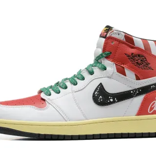 Air Jordan 1 High Feliz Natal tênis de basquete branco vermelho verde
