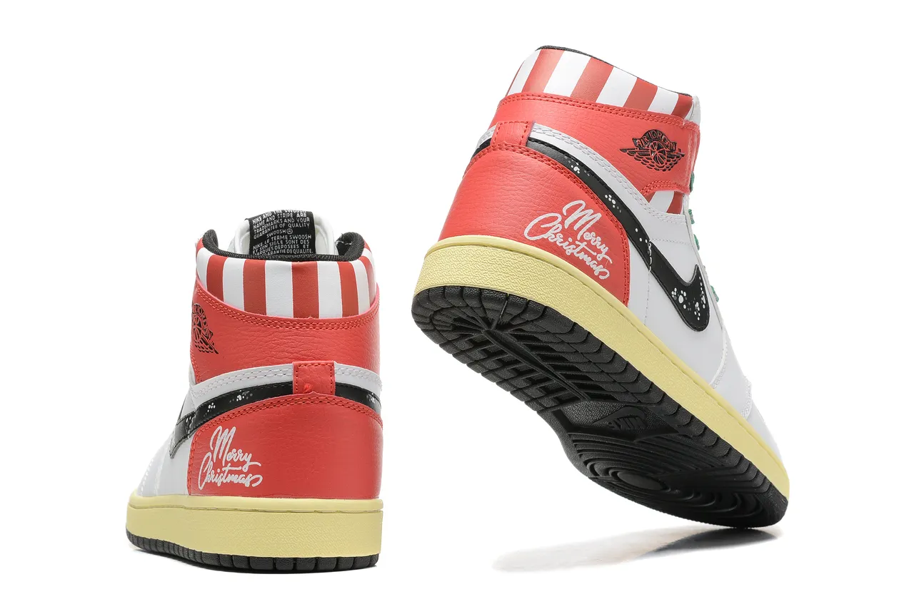 Air Jordan 1 High Feliz Navidad zapatillas de baloncesto blanco rojo verde 5