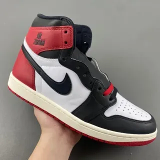 Air Jordan 1 红黑 高帮 皮革拼接 篮球鞋