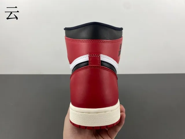 Air Jordan 1 Rojo Negro High-Top Con Paneles De Cuero Zapatos De Baloncesto 4