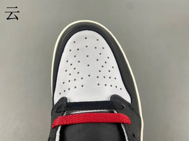 Air Jordan 1 Rojo Negro High-Top Con Paneles De Cuero Zapatos De Baloncesto 7