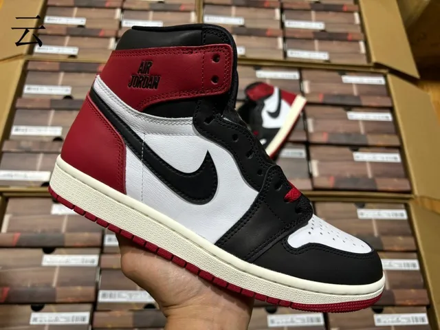 Air Jordan 1 Rojo Negro High-Top Con Paneles De Cuero Zapatos De Baloncesto 10