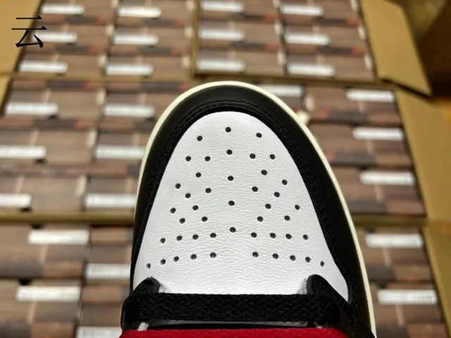 Air Jordan 1 Rojo Negro High-Top Con Paneles De Cuero Zapatos De Baloncesto 13
