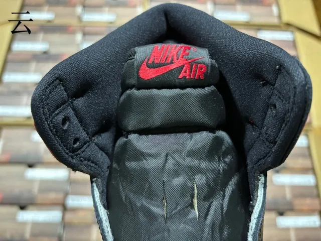 Air Jordan 1 Rojo Negro High-Top Con Paneles De Cuero Zapatos De Baloncesto 15