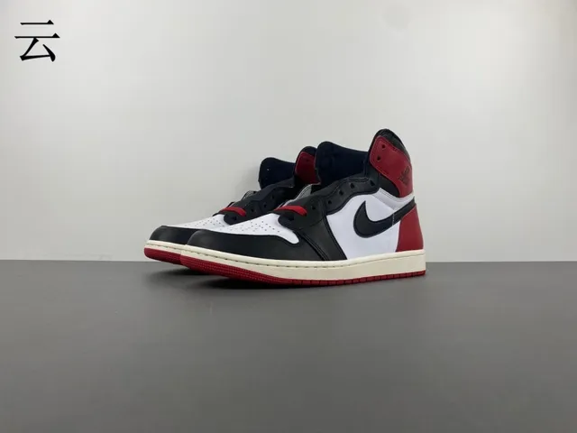 Air Jordan 1 Rojo Negro High-Top Con Paneles De Cuero Zapatos De Baloncesto 16