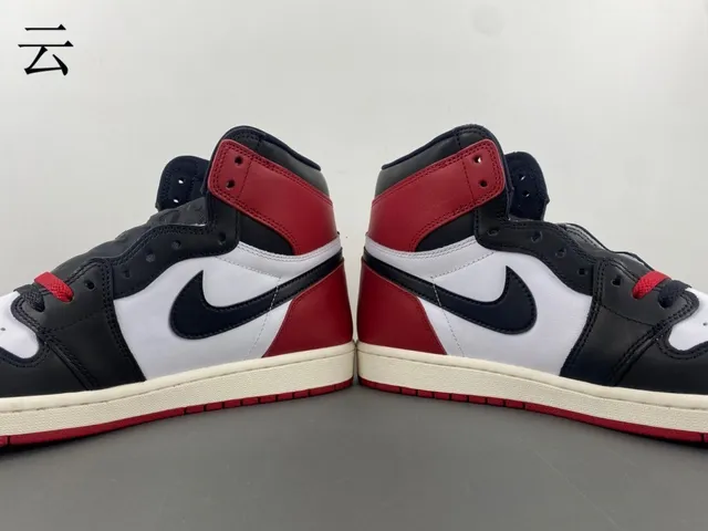 Air Jordan 1 Rojo Negro High-Top Con Paneles De Cuero Zapatos De Baloncesto 19