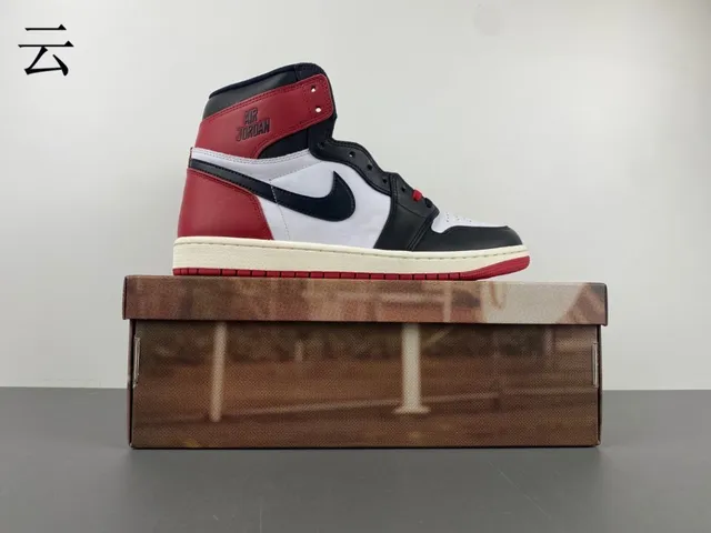 Air Jordan 1 Rojo Negro High-Top Con Paneles De Cuero Zapatos De Baloncesto 22