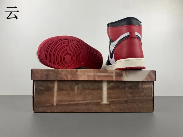 Air Jordan 1 Rojo Negro High-Top Con Paneles De Cuero Zapatos De Baloncesto 23